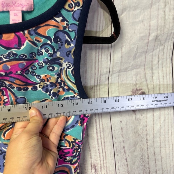 Lilly Pulitzer Francesca Aqua Bait Sleeveless preppy Paisley Print Dress XS - Picture 8 of 8